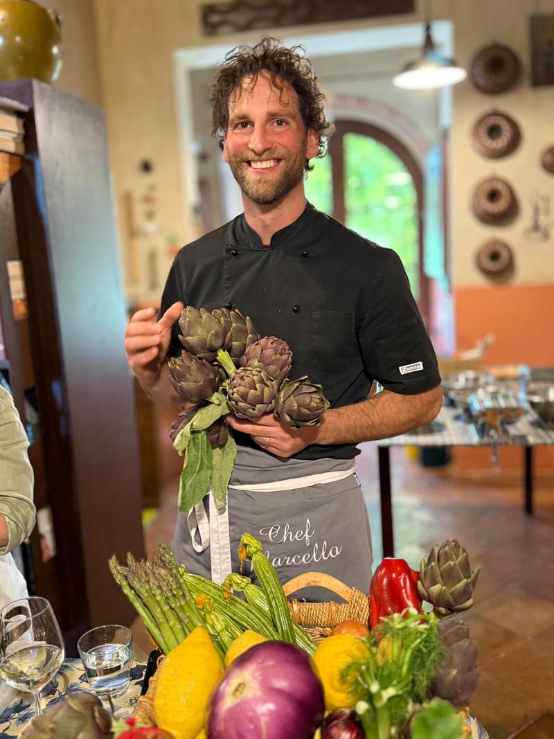 Marcello during a cooking class